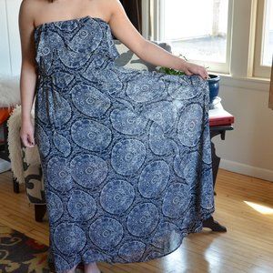 Hollister chiffon strapless maxi dress (sz L)